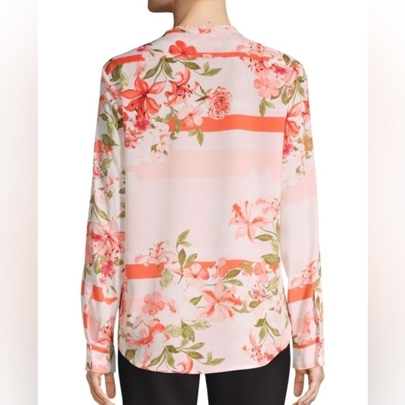 CALVIN KLEIN Botanical Roll-Sleeve Utility Blouse, Size Small - Picture 2 of 14
